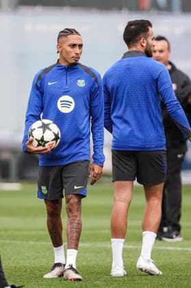November 25, 2024, Sant Joan Despi, Barcelona, SPAIN: Raphinha Dias Belloli during the training day of FC Barcelona, Barca ahead UEFA Champions League, football match against Stade Brestois 29 at Ciudad Esportiva Joan Gamper on November 25, 2024 in Sant Joan Despi, Barcelona, Spain. Sant Joan Despi SPAIN - ZUMAa181 20241125_zaa_a181_018 Copyright: xJavierxBorregox