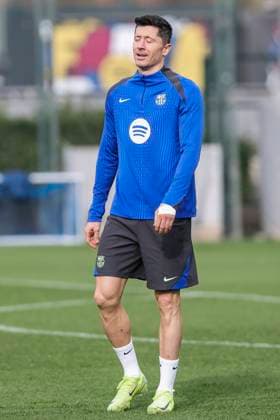 November 25, 2024, Sant Joan Despi, Barcelona, SPAIN: Robert Lewandowski during the training day of FC Barcelona, Barca ahead UEFA Champions League, football match against Stade Brestois 29 at Ciudad Esportiva Joan Gamper on November 25, 2024 in Sant Joan Despi, Barcelona, Spain. Sant Joan Despi SPAIN - ZUMAa181 20241125_zaa_a181_028 Copyright: xJavierxBorregox