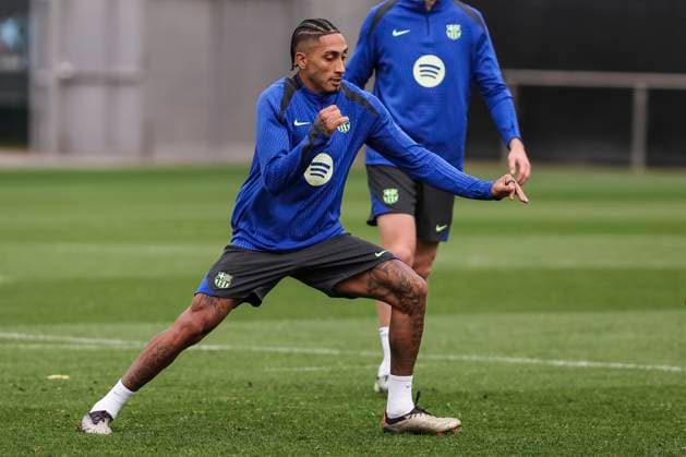 November 25, 2024, Sant Joan Despi, Barcelona, SPAIN: Raphinha Dias Belloli during the training day of FC Barcelona, Barca ahead UEFA Champions League, football match against Stade Brestois 29 at Ciudad Esportiva Joan Gamper on November 25, 2024 in Sant Joan Despi, Barcelona, Spain. Sant Joan Despi SPAIN - ZUMAa181 20241125_zaa_a181_033 Copyright: xJavierxBorregox