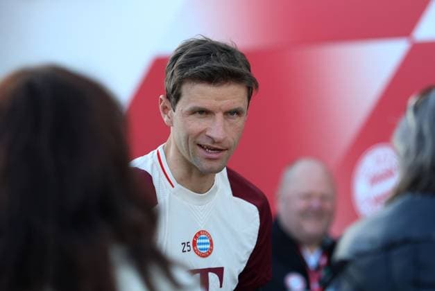 Munich, Germany, November 25, 2024 Football, Men, Season 2024 2025, FC Bayern Munich, Säbener Strasse, Training ground, Final training, Champions League Thomas Müller, Mueller FC Bayern Munich Head, Portrait