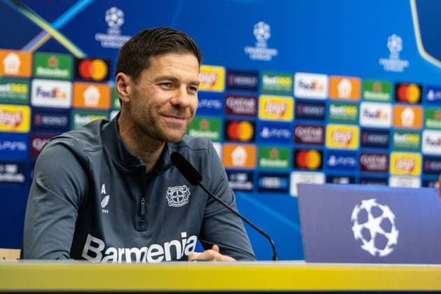 Press conference Bayer 04 Leverkusen, 25 11 2024 Xabi Alonso Head Coach, Bayer 04 Leverkusen , Press conference Bayer 04 Leverkusen BayArena, Leverkusen, 25 11 2024 Press conference for the UEFA Champions League match against RB Salzburg Copyright: xBEAUTIFULxSPORTS Buriakovx