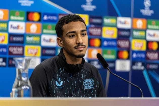 Press conference Bayer 04 Leverkusen, 25 11 2024 Arthur Bayer 04 Leverkusen, 13 Press conference Bayer 04 Leverkusen BayArena, Leverkusen, 25 11 2024 Press conference for the UEFA Champions League match against RB Salzburg Copyright: xBEAUTIFULxSPORTS Buriakovx