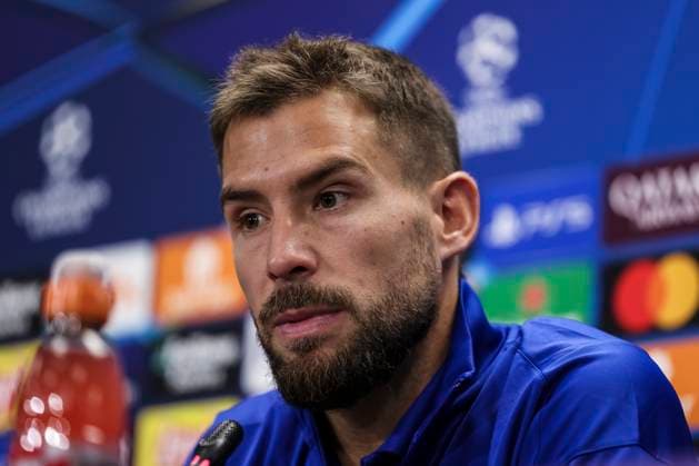 November 25, 2024, Sant Joan Despi, Barcelona, SPAIN: Inigo Martinez attends his press conference, PK, Pressekonferenz during the training day of FC Barcelona, Barca ahead the UEFA Champions League, football match against Stade Brestois 29 at Ciudad Esportiva Joan Gamper on November 25, 2024 in Sant Joan Despi, Barcelona, Spain. Sant Joan Despi SPAIN - ZUMAa181 20241125_zaa_a181_045 Copyright: xJavierxBorregox