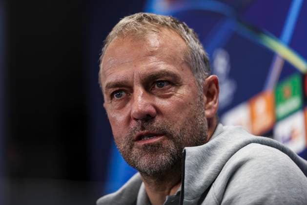 November 25, 2024, Sant Joan Despi, Barcelona, SPAIN: Hansi Flick, head coach of FC Barcelona, Barca attends his press conference, PK, Pressekonferenz during the training day of FC Barcelona ahead the UEFA Champions League, football match against Stade Brestois 29 at Ciudad Esportiva Joan Gamper on November 25, 2024 in Sant Joan Despi, Barcelona, Spain. Sant Joan Despi SPAIN - ZUMAa181 20241125_zaa_a181_057 Copyright: xJavierxBorregox