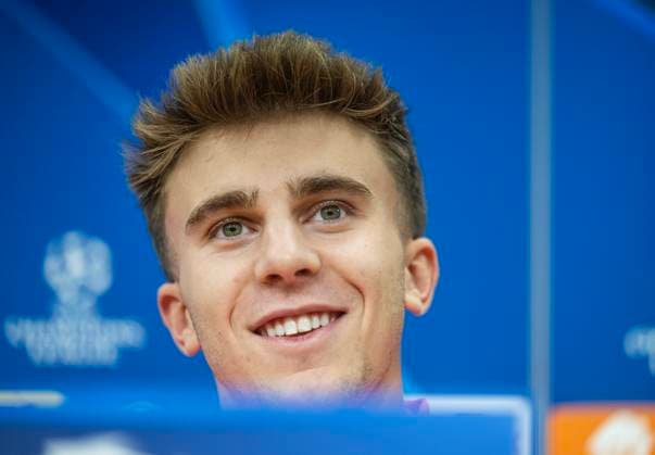 Central midfielder of Atletico Madrid Pablo Barrios attends a press conference, PK, Pressekonferenz before the UEFA Champions League, round 5, match AC Sparta Praha vs Atletico Madrid, in Prague, Czech Republic, on November 25, 2024. (CTKxPhoto MichaelaxRihova) CTKPhotoP2024112506000  CTKPhotoP2024112506000