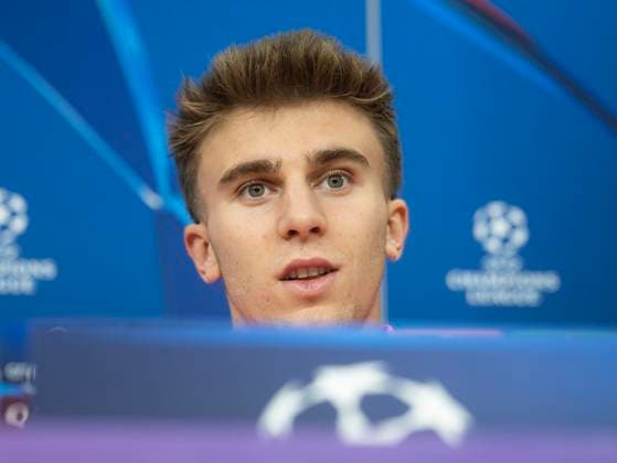 Central midfielder of Atletico Madrid Pablo Barrios attends a press conference, PK, Pressekonferenz before the UEFA Champions League, round 5, match AC Sparta Praha vs Atletico Madrid, in Prague, Czech Republic, on November 25, 2024. (CTKxPhoto MichaelaxRihova) CTKPhotoP2024112506081  CTKPhotoP2024112506081