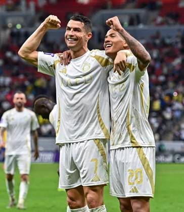 AFC CHAMPIONS LEAGUE ELITE, AL GHARAFA SC (QTR) v AL NASSR FC (KSA) Cristiano Ronaldo of Al Nassr FC celebrates after scoring a goal during the AFC Champions League elite west football match between Qatar s Al Gharafa SC and Saudi Arabia s Al Nassr FC at Al-Bayt Stadium in Al Khor, Qatar, on November 25, 2024 DOHA Qatar Copyright: xNAUSHADx