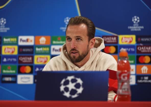 Munich, Germany, November 25, 2024 Football, Men, Season 2024 2025, FC Bayern Munich, Säbener Strasse, Training ground, International press conference, Champions League Harry Kane FC Bayern Munich head, Portrait at the press conference