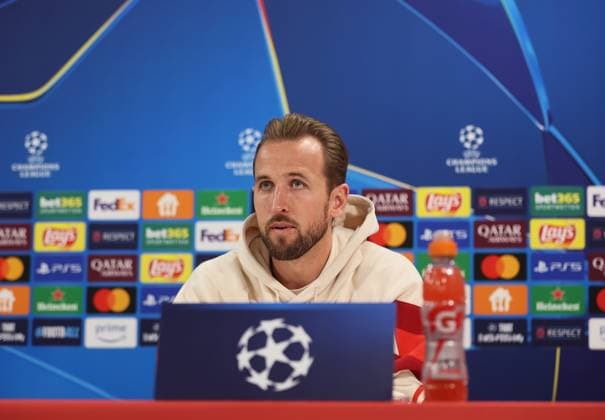 Munich, Germany, November 25, 2024 Football, Men, Season 2024 2025, FC Bayern Munich, Säbener Strasse, Training ground, International press conference, Champions League Harry Kane FC Bayern Munich head, Portrait at the press conference