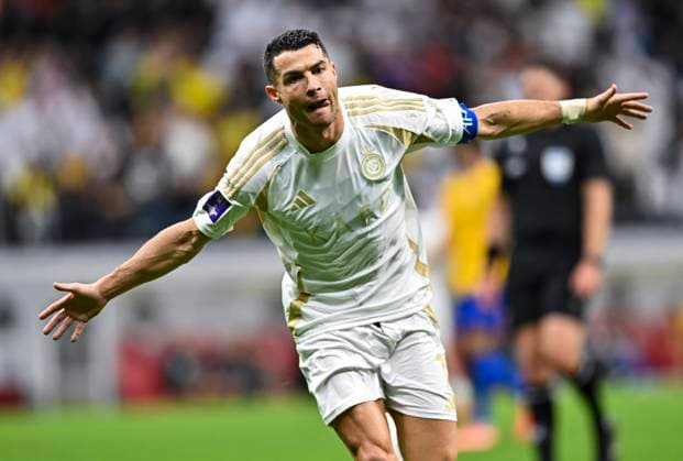 AFC CHAMPIONS LEAGUE ELITE, AL GHARAFA SC (QTR) v AL NASSR FC (KSA) Cristiano Ronaldo of Al Nassr FC celebrates after scoring a goal during the AFC Champions League elite west football match between Qatar s Al Gharafa SC and Saudi Arabia s Al Nassr FC at Al-Bayt Stadium in Al Khor, Qatar, on November 25, 2024 DOHA Qatar Copyright: xNAUSHADx