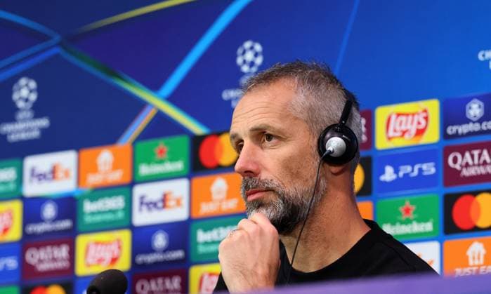 RB Leipzig Press Conference Champions League Milan, 25 11 2024, Giuseppe Meazza Stadium, Football, Champions League, Matchday 1, RB Leipzig vs Inter Milan on 26 11 2024 , RB Leipzig Press Conference , In the picture Coach Marco Rose, RB Leipzig , Picture Point