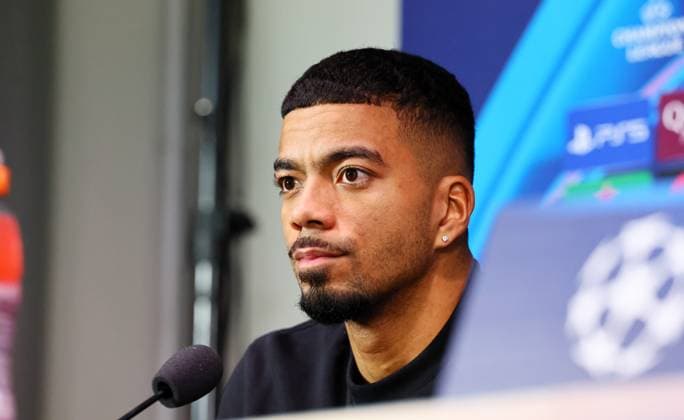 RB Leipzig Press Conference Champions League Milan, 25 11 2024, Giuseppe Meazza Stadium, Football, Champions League, Matchday 1, RB Leipzig vs Inter Milan on 26 11 2024 , RB Leipzig Press Conference , Pictured Benjamin Henrichs 39, RB Leipzig , Picture Point