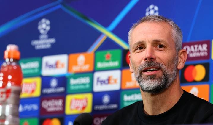RB Leipzig Press Conference Champions League Milan, 25 11 2024, Giuseppe Meazza Stadium, Football, Champions League, Matchday 1, RB Leipzig vs Inter Milan on 26 11 2024 , RB Leipzig Press Conference , In the picture Coach Marco Rose, RB Leipzig , Picture Point
