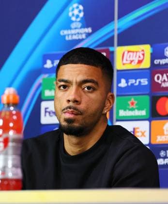 RB Leipzig Press Conference Champions League Milan, 25 11 2024, Giuseppe Meazza Stadium, Football, Champions League, Matchday 1, RB Leipzig vs Inter Milan on 26 11 2024 , RB Leipzig Press Conference , Pictured Benjamin Henrichs 39, RB Leipzig , Picture Point