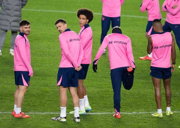 Football players of Atletico Madrid in action during the training session prior to the UEFA Champions League, round 5, match AC Sparta Praha vs Atletico Madrid, in Prague, Czech Republic, on November 25, 2024. (CTKxPhoto MichaelaxRihova) CTKPhotoP2024112506508  CTKPhotoP2024112506508