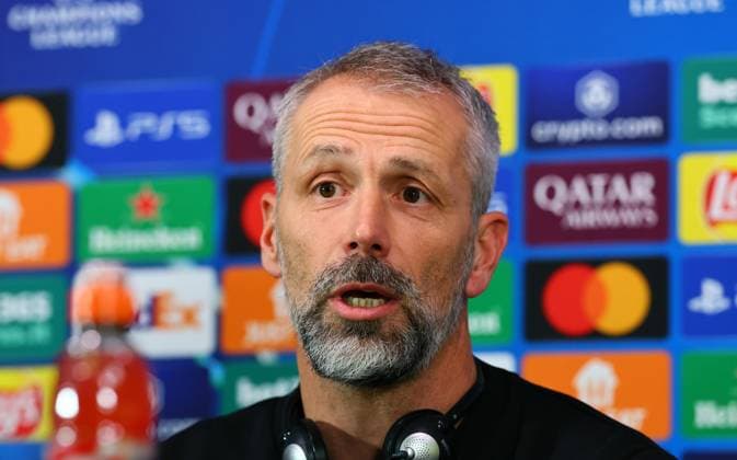 RB Leipzig Press Conference Champions League Milan, 25 11 2024, Giuseppe Meazza Stadium, Football, Champions League, Matchday 1, RB Leipzig vs Inter Milan on 26 11 2024 , RB Leipzig Press Conference , In the picture Coach Marco Rose, RB Leipzig , Picture Point