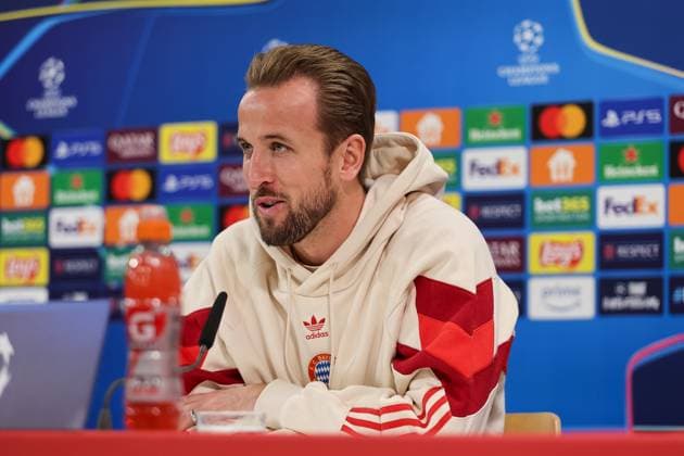 Harry Kane FC Bayern Muenchen, 09 at the press conference, Ger, International press conference, FC Bayern Muenchen, Football, UEFA Champions League, Matchday 5, 2024 2025 season, 25 11 2024, Ger, International press conference, FC Bayern Muenchen, Football, UEFA Champions League, Matchday 5, 2024 2025 season, 25 11 2024 Muenchen Copyright: xEibner-Pressefoto JennixMaulx EP_JML