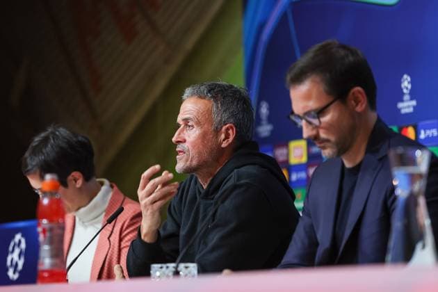Luis Enrique Martinez Garcia Paris Saint Germain, PSG, Head Coach at the press conference, Ger, International press conference, Paris Saint Germain, PSG, Football, UEFA Champions League, Matchday 5, 2024 2025 season, 25 11 2024, Ger, International press conference, Paris Saint Germain, PSG, Football, UEFA Champions League, Matchday 5, 2024 2025 season, 25 11 2024 Muenchen Copyright: xEibner-Pressefoto JennixMaulx EP_JML