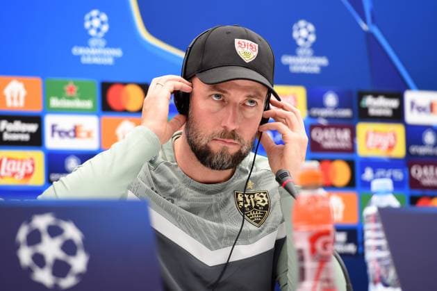 CRVENA ZVEZDA vs STUTTGART SEBASTIAN HOENES Stuttgart football coach at the press conference, PK, Pressekonferenz before the UEFA Champions League match against Crvena zvezda at the Rajko Mitic stadium, Belgrade 26.11.2024. Nebojsa Parausic MN press Photo Football, Champions League, Red Star, Stuttgart Belgrade Stadion Rajko Mitic Serbia Copyright: xNebojsaxParausicx xMNxPressx