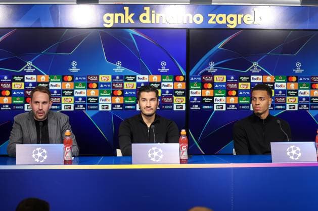 UEFA Chapmions League: Borussia Dortmund press Head Coach of Borussia Dortmund Nuri Sahin and player Felix Nmecha speaks on a press conference, PK, Pressekonferenz at Maksimir Stadium in Zagreb, Croatia, on November 26, 2024.  IgorxKralj PIXSELL