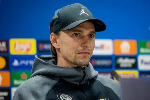 SOCCER - UEFA CL, Sturm vs Girona KLAGENFURT,AUSTRIA,26.NOV.24 - SOCCER - UEFA Champions League, SK Sturm Graz vs Girona FC, preview, press conference, PK, Pressekonferenz Sturm. Image shows Stefan Hierlaender (Sturm).  GEPAxpictures xMatthiasxTrinkl