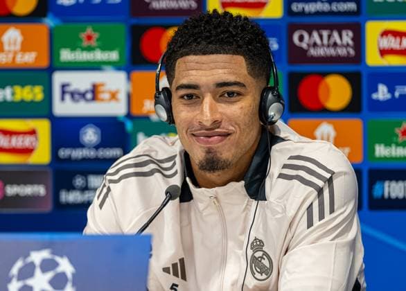 Football - UEFA Champions League - League Phase - Liverpool FC v Real Madrid CF - MD-1 LIVERPOOL, ENGLAND - Tuesday, November 26, 2024: Real Madrid s Jude Bellingham during a press conference, PK, Pressekonferenz at Anfield ahead of the UEFA Champions League game between Liverpool FC and Real Madrid CF. (Photo by David Rawcliffe Propaganda) LIVERPOOL Anfield MERSEYSIDE ENGLAND  Copyright: xDavidxRawcliffex P2024-11-26-Liverpool_Madrid_MD-1-113