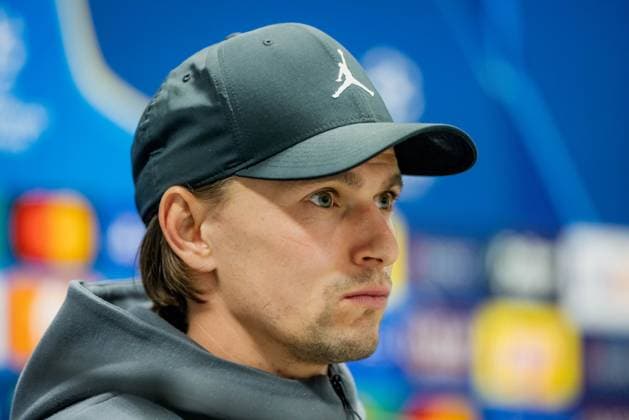 SOCCER - UEFA CL, Sturm vs Girona KLAGENFURT,AUSTRIA,26.NOV.24 - SOCCER - UEFA Champions League, SK Sturm Graz vs Girona FC, preview, press conference, PK, Pressekonferenz Sturm. Image shows Stefan Hierlaender (Sturm).  GEPAxpictures xMatthiasxTrinkl