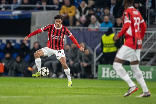 Tijjani Reijnders during UEFA Champions league match, SK Slovan Bratislava - AC Milan , 26. november 2024, Tehelne pole Stadium, Bratislava, Slovakia Copyright: xMICHALxFAJT,ZOSPORTU.SKx FAJ_4868