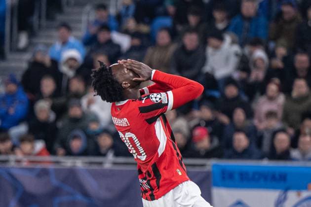 Disappointed Tammy Abraham during UEFA Champions league match, SK Slovan Bratislava - AC Milan , 26. november 2024, Tehelne pole Stadium, Bratislava, Slovakia Copyright: xMICHALxFAJT,ZOSPORTU.SKx DSC_6871