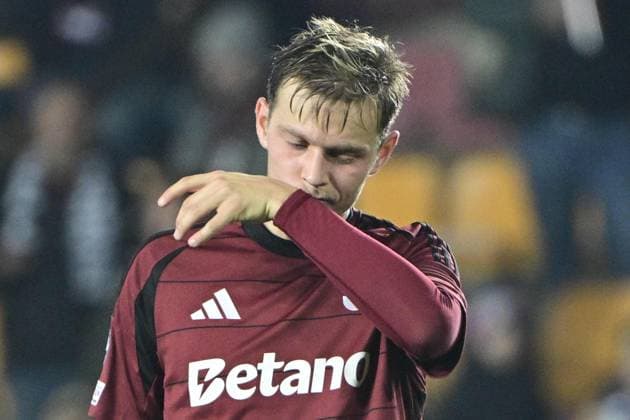 Mathias Ross Jensen of Sparta reacts after the football Champions League 5th round match Sparta Praha vs Atletico Madrid in Prague, Czech Republic, November 26, 2024. (CTKxPhoto RomanxVondrous) CTKPhotoP2024112607694  CTKPhotoP2024112607694
