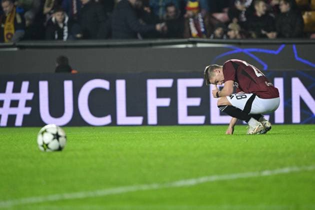 Tomas Wiesner of Sparta reacts after the football Champions League 5th round match Sparta Praha vs Atletico Madrid in Prague, Czech Republic, November 26, 2024. (CTKxPhoto RomanxVondrous) CTKPhotoP2024112607725  CTKPhotoP2024112607725