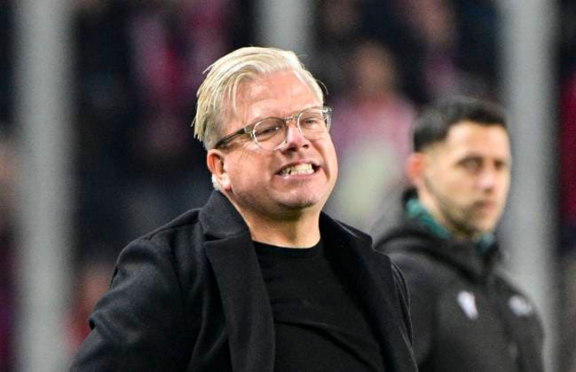 Coach of Sparta Lars Friis reacts during the football Champions League 5th round match Sparta Praha vs Atletico Madrid in Prague, Czech Republic, November 26, 2024. (CTKxPhoto RomanxVondrous) CTKPhotoP2024112607881  CTKPhotoP2024112607881