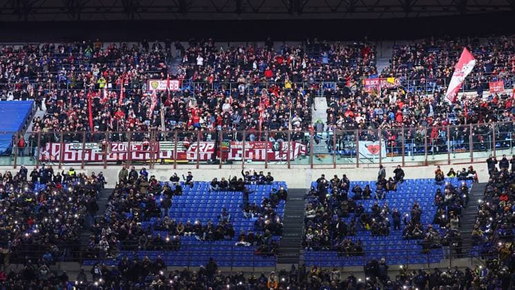 Inter Milan RB Leipzig Champions League Leipzig, 26 11 2024, Giuseppe Meazza Stadium, Football, UEFA Champions League, Matchday 5 , RB Leipzig vs FC Inter Milan , In the picture fans of RB Leipzig , Picture Point