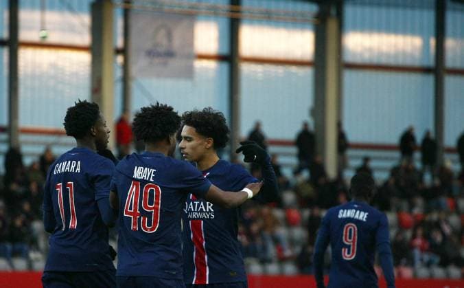November 26, 2024, Munich, Bayern, Germany: Oumar Camara of PSG ( 11 ) celebrates after scoring 0-1 during the UEFA Youth League 2024 Soccer match between FC Bayern Munich and PSG Paris Saint-Germain at the Bayern Campus Stadium in Munich, Bayern , Germany. November 26th, 2024 Munich Germany - ZUMAe140 20241126_zip_e140_001 Copyright: xDavidexEliasx