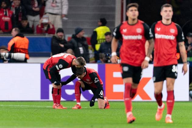 2024-11-26 Bayer 04 Leverkusen v FC Salzburg - UEFA Champions League 2024 25 League Phase MD5 LEVERKUSEN, GERMANY - NOVEMBER 26: Alejandro Grimaldo of Bayer 04 Leverkusen celebrates after scoring the team s second goal with Florian Wirtz of Bayer 04 Leverkusen during the UEFA Champions League 2024 25 League Phase MD5 match between Bayer 04 Leverkusen and FC Salzburg at BayArena on November 26, 2024 in Leverkusen, Germany. (Photo by Joris Verwijst BSR Agency) Leverkusen Germany Content not available for redistribution in The Netherlands directly or indirectly through any third parties. Copyright: xBSRxAgencyx