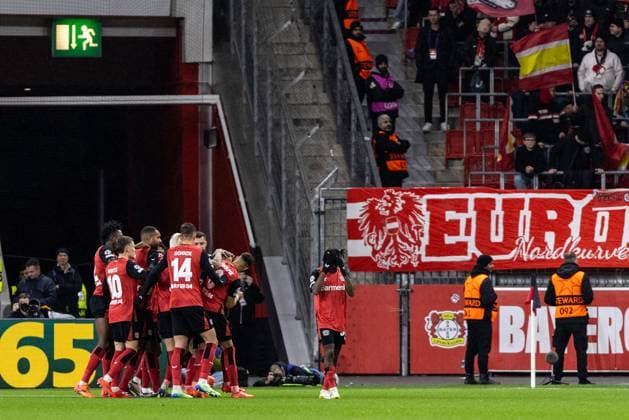 UEFA Champions League Bayer 04 Leverkusen FC Salzburg 26 11 2024 Bayer 04 Leverkusen in jubilation, 2 0 Alejandro Grimaldo Bayer 04 Leverkusen, 20 UEFA Champions League Bayer 04 Leverkusen FC Salzburg BayArena, Leverkusen 26 11 2024 Copyright: xBEAUTIFULxSPORTS Buriakovx