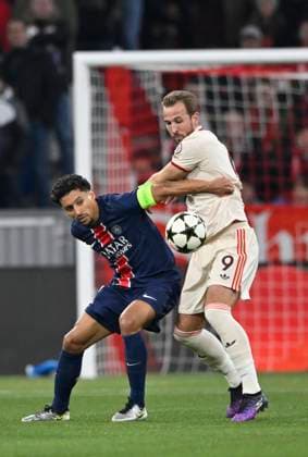 duel, action Harry Kane FC Bayern Muenchen FCB 09 vs Marquinhos FC Paris Saint Germain PSG 05 FC Bayern Muenchen FCB vs Paris Saint Germain PSG Matchday 5 26 11 2024 DFL REGULATIONS PROHIBIT ANY USE OF PHOTOGRAPHS AS IMAGE SEQUENCES AND OR QUASI VIDEO FC Bayern Muenchen FCB vs Paris Saint Germain PSG