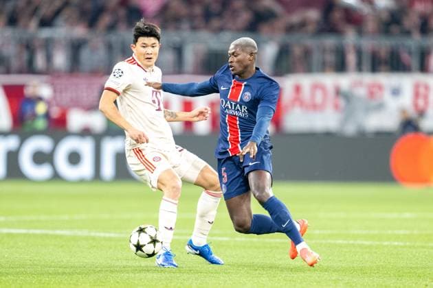 Minjae Kim 3 FC Bayern Muenchen , Marquinhos 5 Paris Saint Germain , FC Bayern Muenchen vs Paris Saint Germain, Football, UEFA Champions League, 5 Matchday, 26 11 2024 DFB regulations prohibit any use of photographs as image sequences and or quasi video Muenchen Bayern Germany Copyright: xkolbert-press UlrichxGamelx
