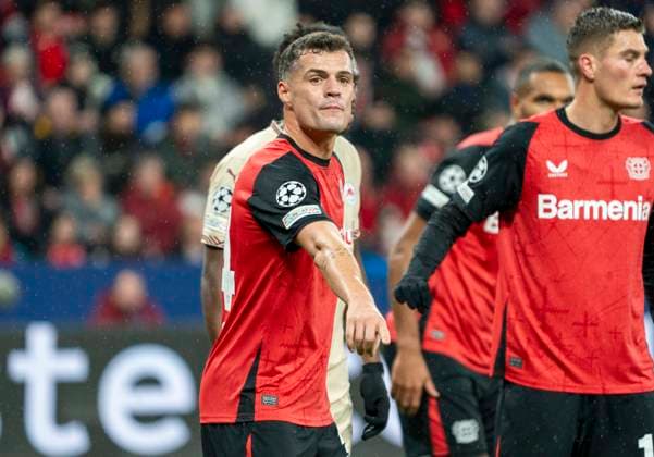 Granit Xhaka Bayer 04 Leverkusen, 34 26 11 2024, Football Bayer 04 Leverkusen FC Salzburg, UEFA Champions League, Season 2024 2025, Matchday 5 Copyright: HMBxMedia xMarcoxBader