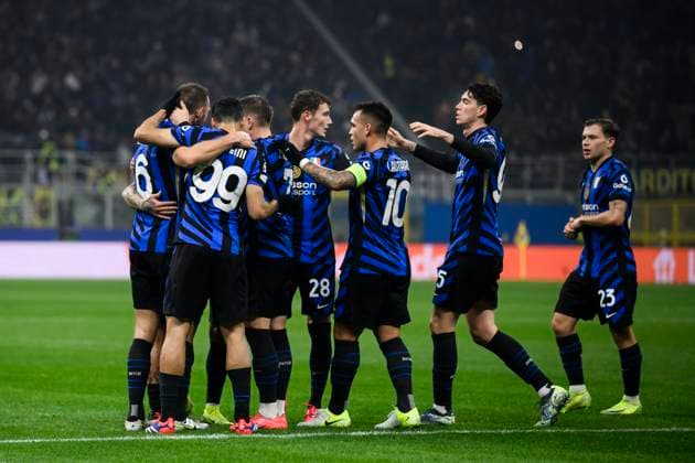 FC Internazionale v RB Leipzig - UEFA Champions League Players of FC Internazionale celebrate after an own goal of Castello Lukeba of RB Leipzig during the UEFA Champions League 2024 25 league phase football match between FC Internazionale and RB Leipzig. Milan Italy Copyright: xNicolòxCampox