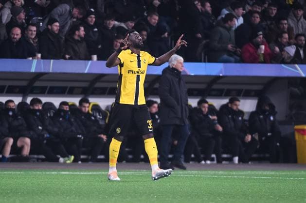 BERN, SWITZERLAND NOVEMBER 26 Silvere Ganvoula of Young Boys celebrates his goal during the UEFA Champions League 2024 25 League Phase MD5 match between BSC Young Boys and Atalanta BC at Stadion Wankdorf on November 26, 2024 in Bern, Switzerland Bern Stadion Wankdorf Bern Switzerland Copyright: xJustPictures.ch ManuelxWinterbergerx jp-en-EuSpIm-JP4_MAN_YB_Atalanta_26Nov2024_BE_01207