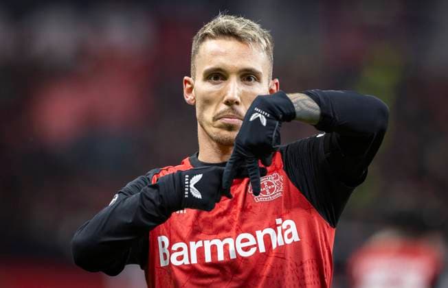 Leverkusen, Germany 26th Nov 2024 Goal celebration Alejandro Grimaldo LEV Bayer Leverkusen FC Salzburg 26 11 2024