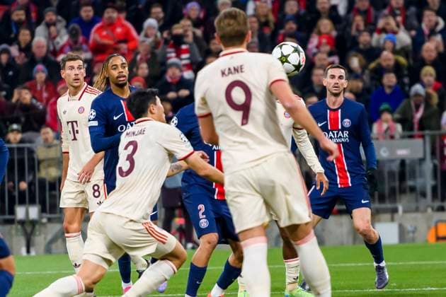 GER, UEFA CL, FC Bayern Muenchen GER vs Paris Saint Germain FRA 26 11 2024, Allianz Arena, Muenchen, GER, UEFA CL, FC Bayern Muenchen GER vs Paris Saint Germain FRA , UEFA regulations prohibit any use of photographs as image sequences and or quasi video, im Bild Torschuss zum 1 0 durch Min jae Kim FCB 3 mit Harry Kane FCB 9 nordphotoxGmbHx xStraubmeier nph00004