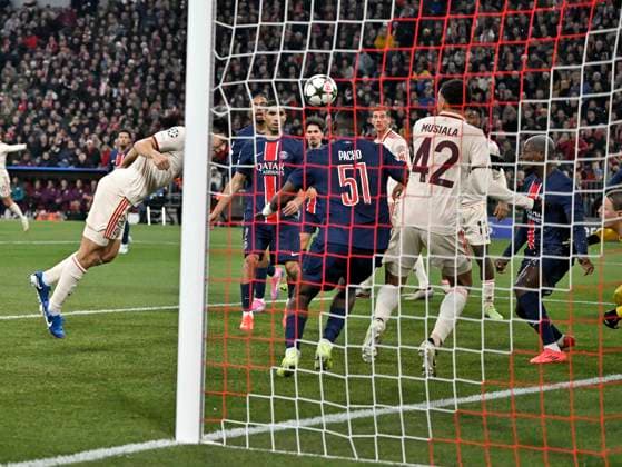 26 11 2024, Football UEFA Championsleague 2024 2025 Matchday 5, FC Bayern Munich Paris St Germain, at Allianz Arena Munich Minjae Kim Bayern Munich scores to make it 1 0 DFL and DFB regulations prohibit any use of photographs as image sequences and or quasi video