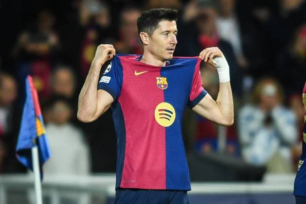 November 26, 2024, Barcelona, Barcelona, Spain: Robert LEWANDOWSKI of Barcelona celebrates his goal during the UEFA Champions League, League Phase MD5 match between FC Barcelona, Barca and Stade Brestois (Brest) at Estadi Olimpic Lluis Companys on November 26, 2024 in Barcelona, Spain. Barcelona Spain - ZUMAm308 20241126_zsp_m308_001 Copyright: xMatthieuxMirvillex
