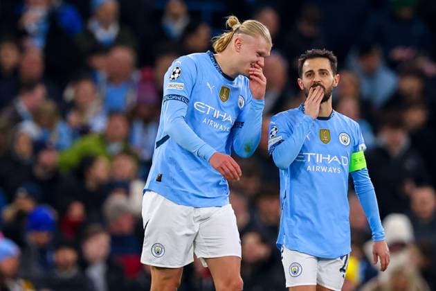 Manchester City FC v Feyenoord Erling Haaland of Manchester City celebrates his opening goal 1-0 during the Manchester City FC v Feyenoord UEFA Champions League Round 1 league stage match at the Etihad Stadium, Manchester, England, United Kingdom on 26 November 2024 Editorial use only. All images are copyright Every Second Media Limited. No images may be reproduced without prior permission. Copyright: xIMAGO EveryxSecondxMediax ESM-1226-0040