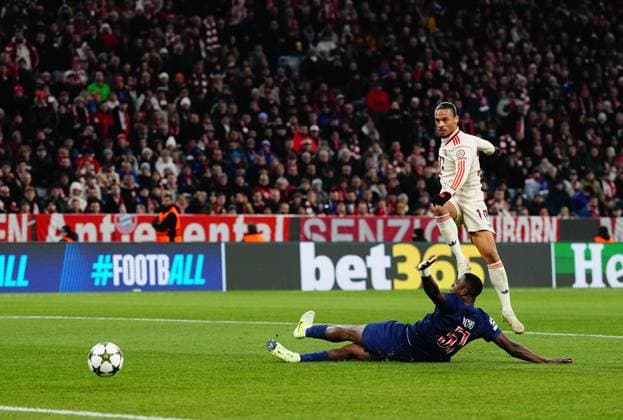 November 26 2024: Leroy Sane of Bayern Munich shoots on goal during a Champions League Matchday 5 game, FC Bayern Munich versus Paris Saint-Germain, at Allianz Areana, Munich, Germany. CSM Munich Germany - ZUMAc04_ 20241126_zma_c04_011 Copyright: xUlrikxPedersenx