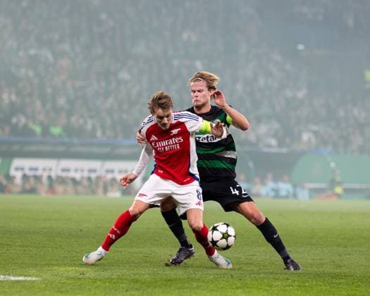 Martin odegaard of Arsenal during the UEFA Champions League match between Sporting and Arsenal, at Estadio JosÃ Alvalade, in Lisbon, Portugal. (Diogo Sautchuk) Copyright: xDiogoxSautchukx