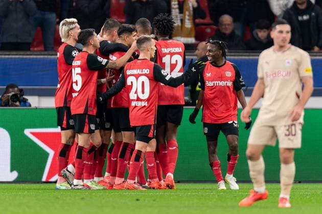 2024-11-26 Bayer 04 Leverkusen v FC Salzburg - UEFA Champions League 2024 25 League Phase MD5 LEVERKUSEN, GERMANY - NOVEMBER 26: Florian Wirtz of Bayer 04 Leverkusen celebrates after scoring the team s third goal during the UEFA Champions League 2024 25 League Phase MD5 match between Bayer 04 Leverkusen and FC Salzburg at BayArena on November 26, 2024 in Leverkusen, Germany. (Photo by Joris Verwijst BSR Agency) Leverkusen Germany Content not available for redistribution in The Netherlands directly or indirectly through any third parties. Copyright: xBSRxAgencyx