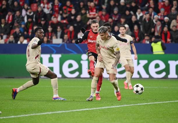 Florian Wirtz Bayer 04 Leverkusen scores the goal for 3 0 26 11 2024, Football UEFA Champions League 2024 25, 5 Matchday Bayer 04 Leverkusen RB Salzburg Leverkusen BayArena Nordrhein Westfalen Germany Team2